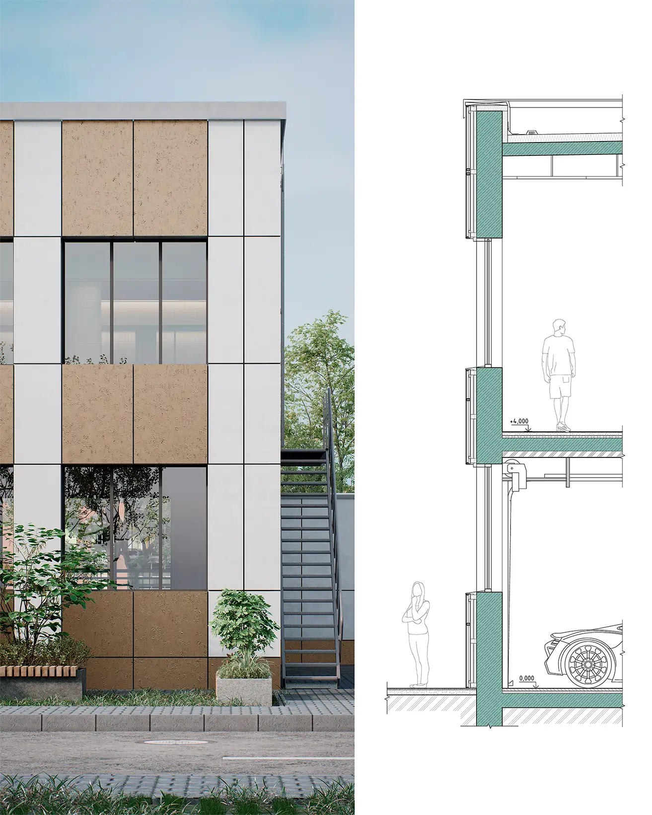 Эскизный проект коммерческого здания 350 м²